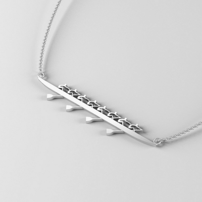 Rowing Eight Necklace with Cox 925 Silver with chain